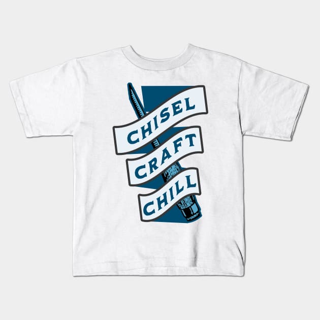 Chisel, Craft, Chill | Ice Sculpting Kids T-Shirt by Alaigo